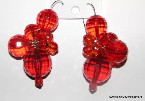 Minđuše od crvenih perli unikatne 9724