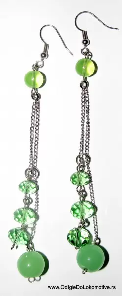 Minđuše mutnozelene sa perlama i kristalićima ručna izrada 9773