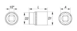 Ključ  nasadni 1/2" 6ug-15 YATO