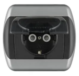 Dvopolna priključnica sa transparentnim poklopcem i za&scaron;titnim elementom, crno - srebrna ROYAL EXCLUSIVE Metalka Majur