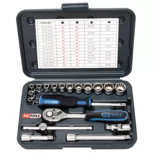 Set nasadnih ključeva 1/4" 4-14mm 19 kom. KS TOOLS