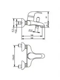Slavina-baterija za kadu - pomična konzola, gibljiva cev i tuš Armal - serija HIDRA