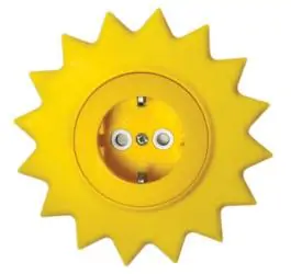 Dvopolna priključnica sa za&scaron;titnim elementom HAPPY sunce žuti Metalka Majur