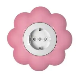 Dvopolna priključnica sa za&scaron;titnim elementom HAPPY cvet pink Metalka Majur