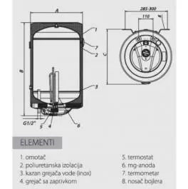 Metalac akumulacioni bojler INOX MB P120 RFI T06420 sivi