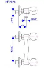 Dvoručna slavina - baterija za tuš kadu sa ručnim tušem Klasik fumme KF10101 ROSAN