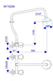 Dvoručna slavina - baterija za tuš kadu sa usp. tušem Klasik fumme KF10250 ROSAN
