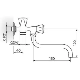 Jednoručna slavina - ventil za hladnu vodu, pokretniizliv i priključak 3/4'' KLASIK Rosan A57S160