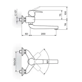 Slavina - baterija za sudoperu - lavabo izliv 200mm Cubo3 JC32220 ROSAN