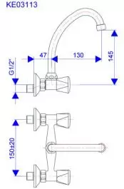 Slavina-Baterija zidna gornji izliv kraći Euro Klasik ROSAN