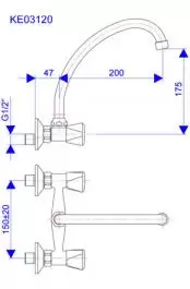 Slavina-Baterija zidna gornji izliv duži Euro Klasik ROSAN