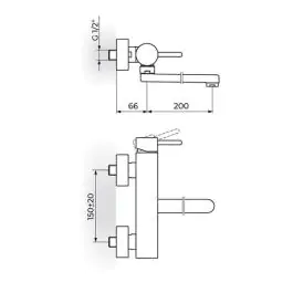 Baterija za umivaonik - lavabo izliv 200 mm ROSAN