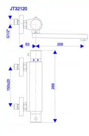 Thermo2 - BATERIJA ZA SUDOPERU - LAVABO IZLIV 200 mm ROSAN