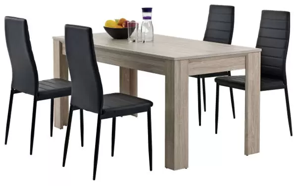 Trpezarijska garnitura HASLE sto + 4 TOREBY stolice crne