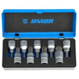 Ključevi nasadni sa imbus profilom, prihvat 1/2", u metalnoj kutiji 192/14 9kom. UNIOR