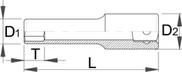 Ključ nasadni, prihvat 3/8", dugi, dvanaestougaoni 238/1L12p 21mm UNIOR