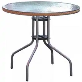 Sto za baštu sa veštačkim ratan ramom 80cm svetlo braon