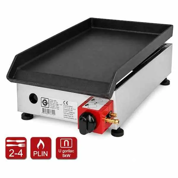 Stoni plinski roštilj inox 26 x 40, Fe ploča MINI 26 Fe ploča