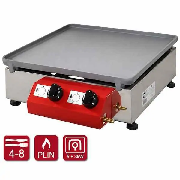 Stoni plinski roštilj inox 40 x 40 sa kuvalom, gusana glatka ploča CAMPING 40K gusana glatka ploča
