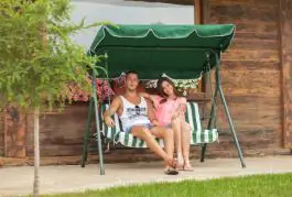 Ljuljaška baštenska trosed zeleno-bela