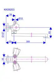 Dvoručna slavina - baterija za protočni bojler 1/2'' g.deo - ovalni izliv 300mm Keramic KK09203 ROSAN