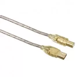 USB Kabl za PC USB A na USB B 5m (za &scaron;tampač) zlatan providan Hama