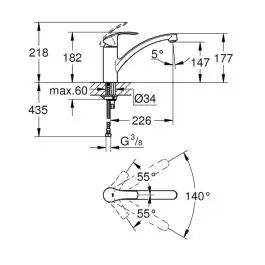 Jednoručna stojeća baterija za sudoperu Eurosmart Grohe
