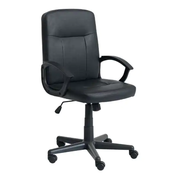 Kancelarijska stolica od veštačke kože sa pojačanim naslonom i sedištem crna