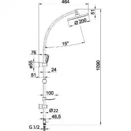Baterija za kadu sa usponskim tušem i tuš ručicom Stream Rubineta