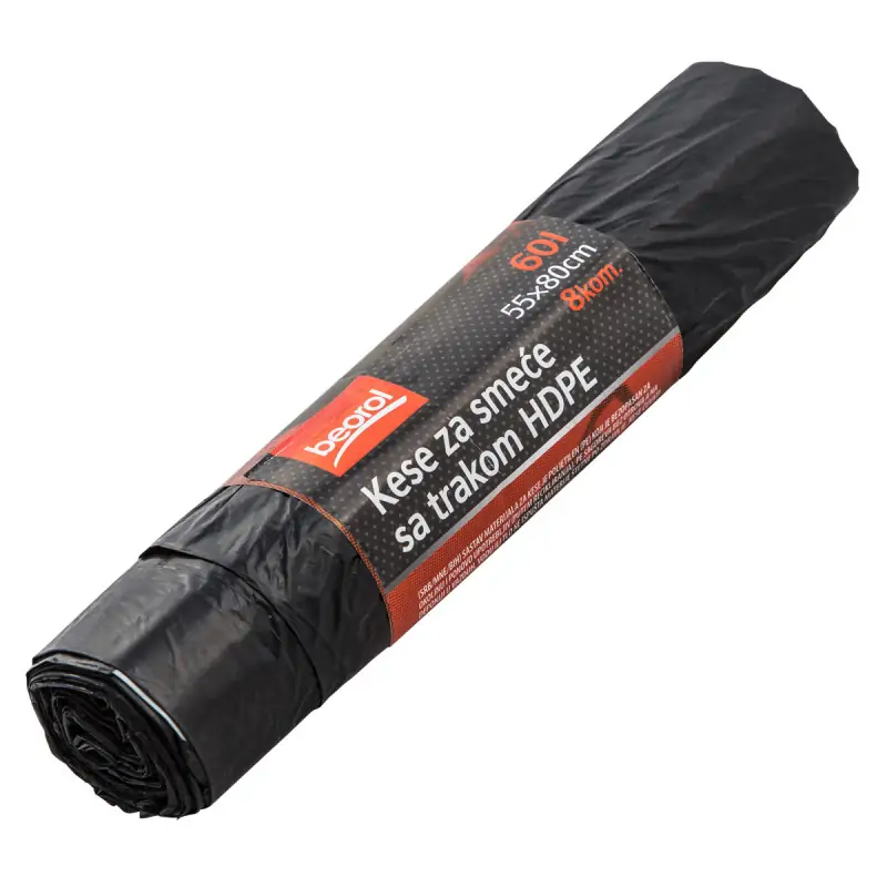 Kese za smeće sa trakom HDPE 60L 8kom BEOROL