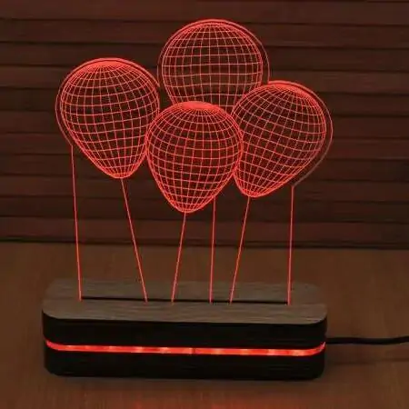 3D dekorativna lampa B001 crvena BLACK CUT