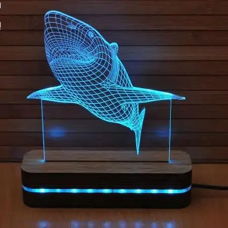 3D dekorativna lampa A001 Ajkula BLACK CUT
