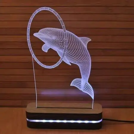 3D dekorativna lampa A003 Delfin BLACK CUT