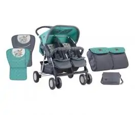 Kolica za Blizance Twin Green & Grey Friends BERTONI