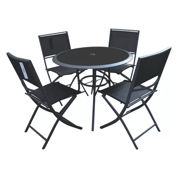 Baštenski set 4 stolice crne + sto 90cm Lipari