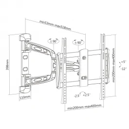 Zidni nosač za ravan i zakrivljeni LCD ekran PWM 3144 32" - 55" SBox