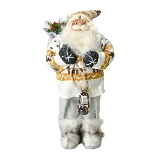 Deda Mraz sivo-beli sa fenjerom 45cm