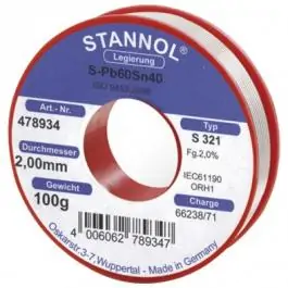 Žica za lemljenje Tinol punjena 2mm 250gr Sn40/Pb60 Stannol