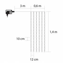 Svetleći niz sa 84 toplo bele LED diode KIN84C/WH HOME