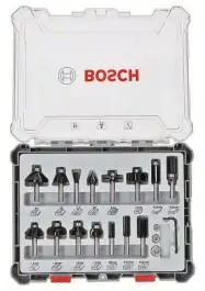 Komplet raznih glodala, 15 komada, prihvat 6 mm Bosch
