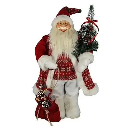 Deda Mraz sa džakom sa poklonima crveni 45 cm