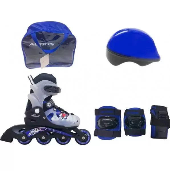 Roleri PW-116A GOAL Plavi set kaciga I štitnici PVC ABEC5 XS(26-29) ACTION