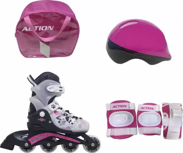 Roleri PW-116A Dalmatinac Rozi set kaciga I štitnici PVC ABEC5 S(30-33) ACTION