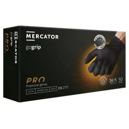 Jednokratne rukavice MERCATOR GOGRIP PRO crne bez pudera XL 50kom