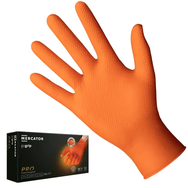 Jednokratne rukavice MERCATOR GOGRIP PRO naran. bez pudera XXL 50kom - proizvod na akciji