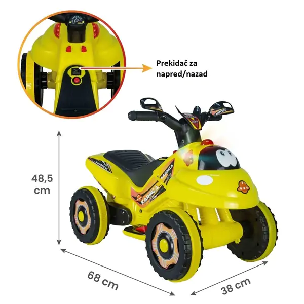 Motor na akumulator-guralica 2u1 Face 6V žuti