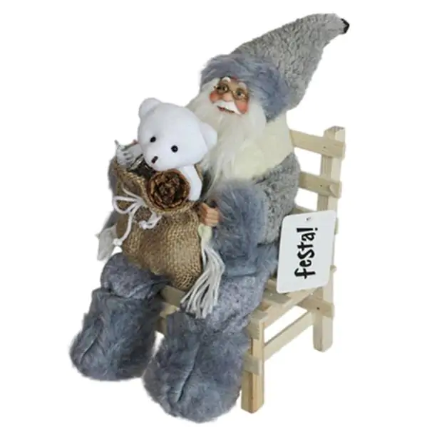 Deda Mraz na stolici sivi 30cm Norman