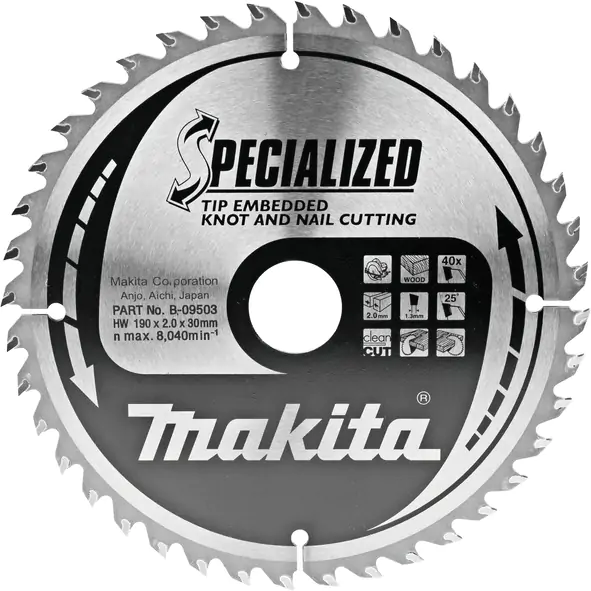 Makita list cirkulara za drvo sa ekserima 190x30x40z - proizvod na akciji