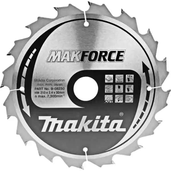 List za testeru od tvrdog metala 210/30mm, MAKForce, sa 16 zubaca B-08230 Makita - proizvod na akciji
