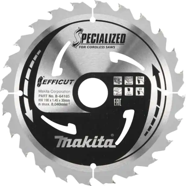 List za testeru 190/30 mm 24 zuba od tvrdog metala EFFICUT B-64185 Makita